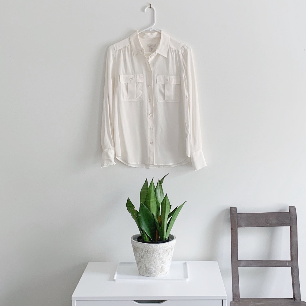 J. Crew Blythe Ivory Silk Button Down Shirt